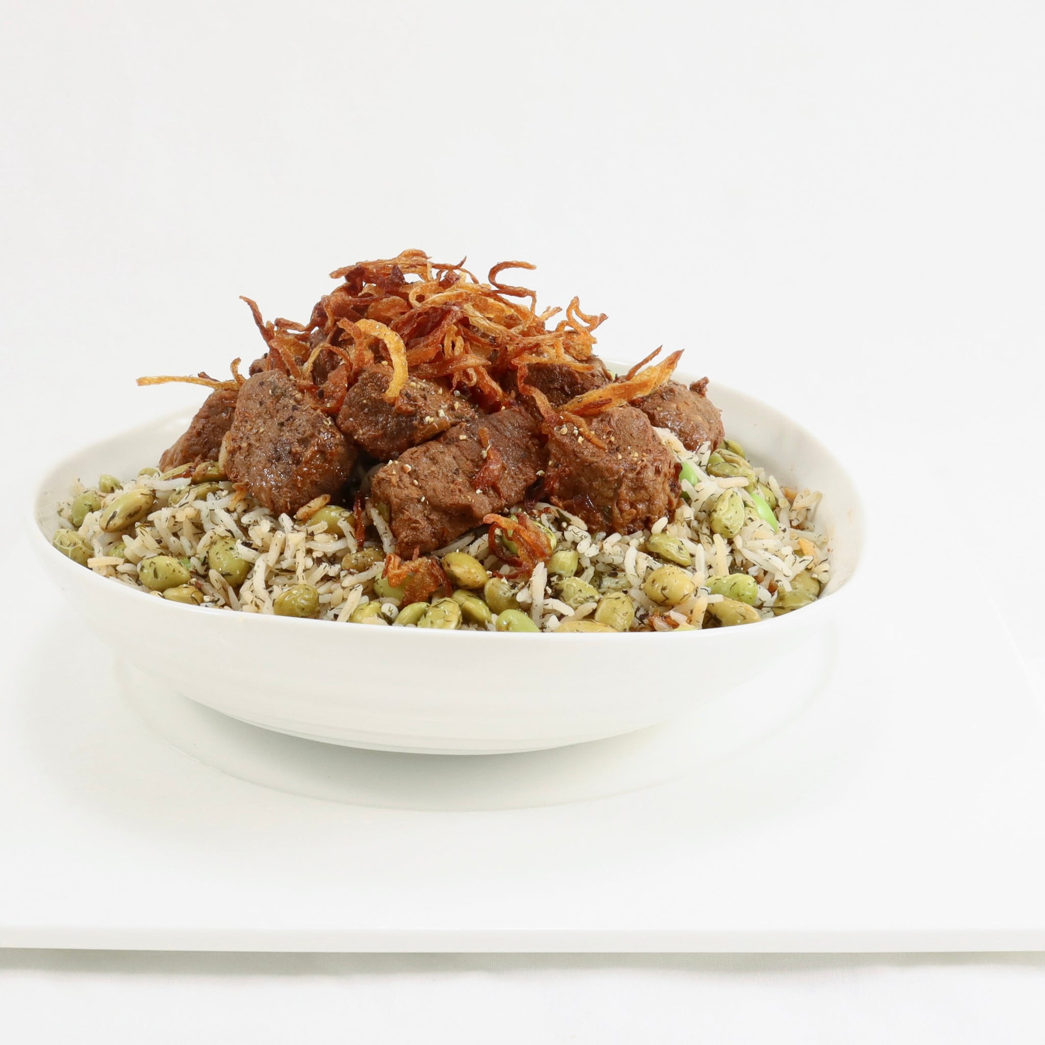 Edamame Dill Rice with Beef (Baghali Polo)